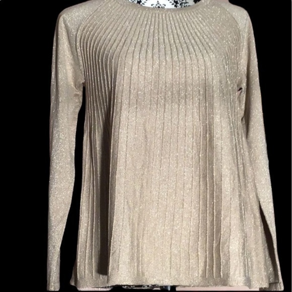 Alfani Women's Sweater Beige Size X small Shimmer Knitted Pullover $59
